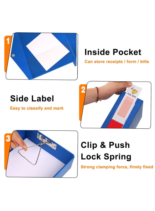 2 Pack Box Files 88mm Spine, Plastic A4 Archive Box Folders Lock Spring with Ring Pull and Catch, A4 File Organiser Holders Plastic Document Box File for School Office Stationery, Blue - Image 5